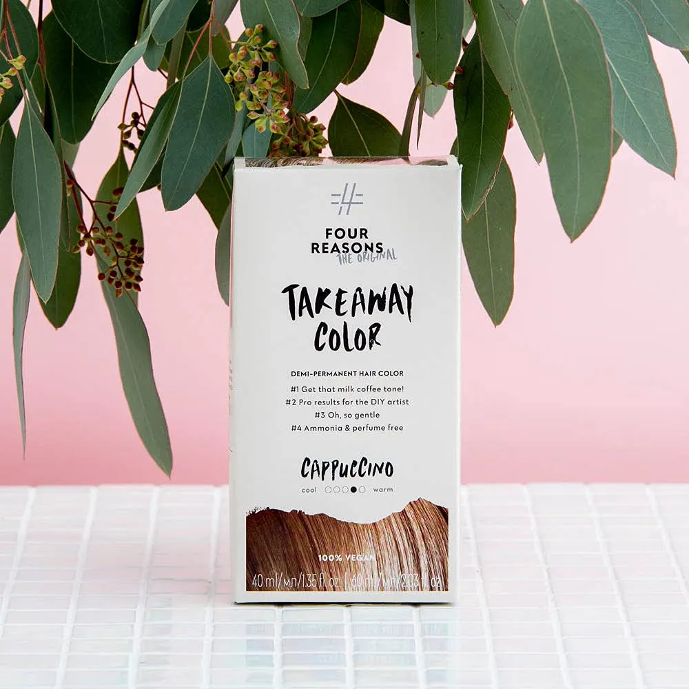 Four Reasons Original Takeaway Color - Cappuccino – 7.35 Warm Light Brown - Demi-Permanent Hair Color - Ammonia-Free and Fragrance-Free Hair Dye - 100% Vegan & Cruelty Free