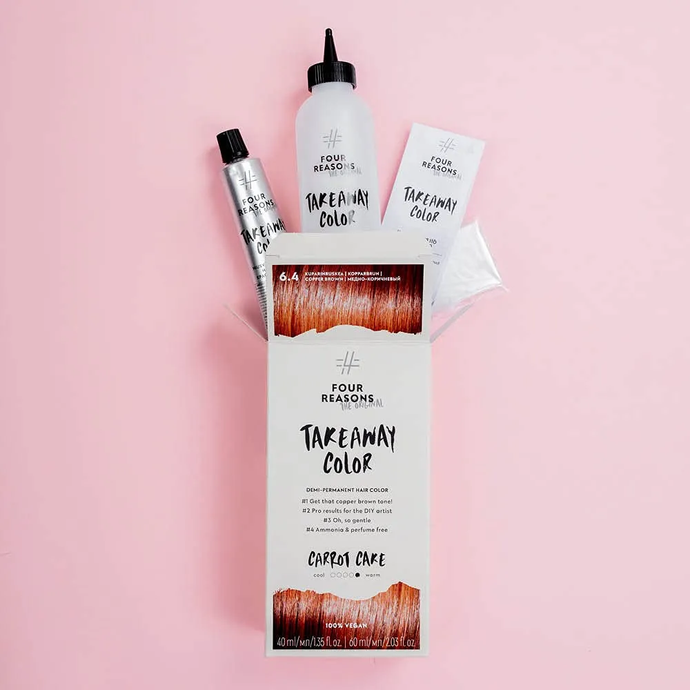 Four Reasons Original Takeaway Color - Cappuccino – 7.35 Warm Light Brown - Demi-Permanent Hair Color - Ammonia-Free and Fragrance-Free Hair Dye - 100% Vegan & Cruelty Free