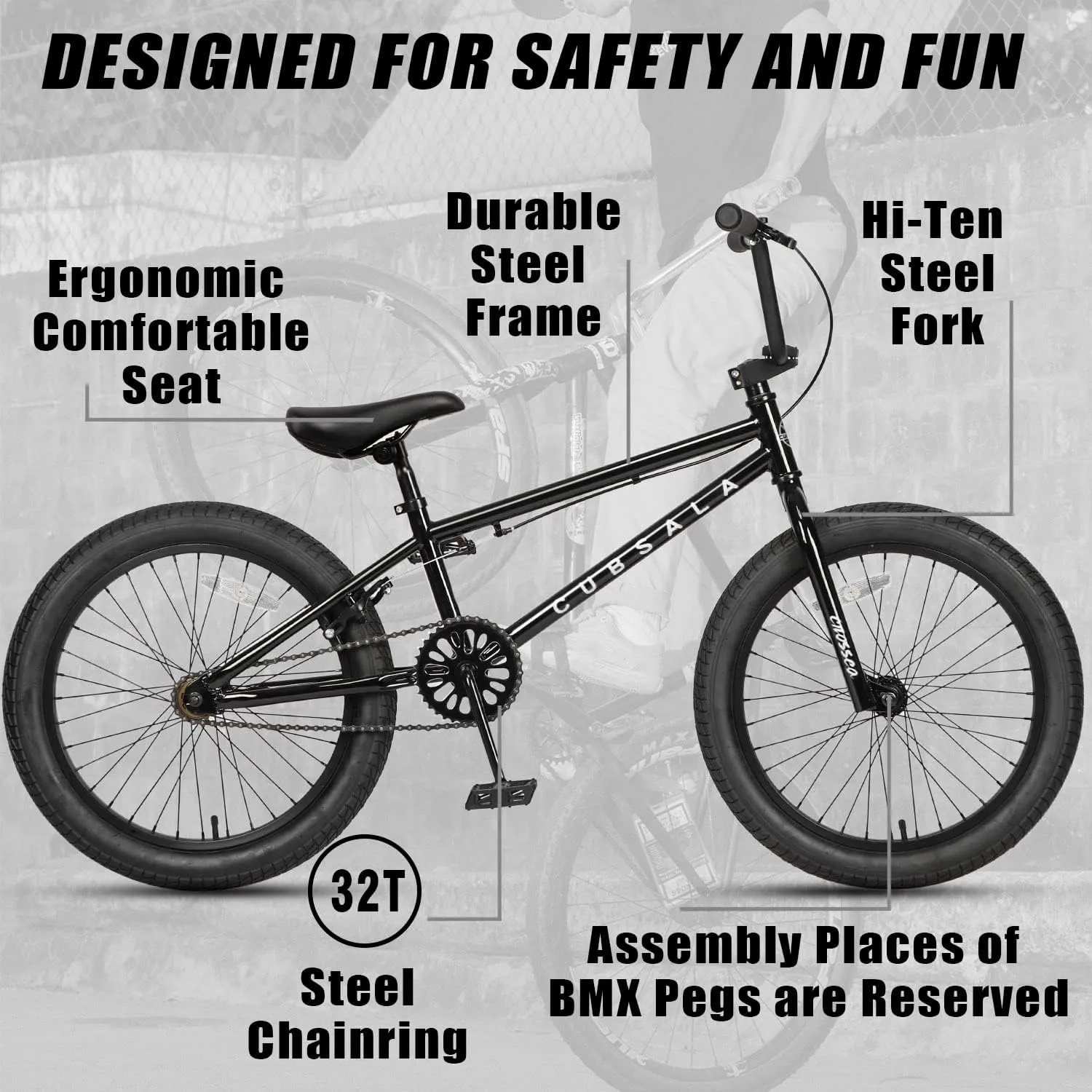 Freestyle BMX Bike, 18 20 Inch Kids Bicycle for 5-13 Years Old Kids and Beginner Level Rider, Multiple Colors