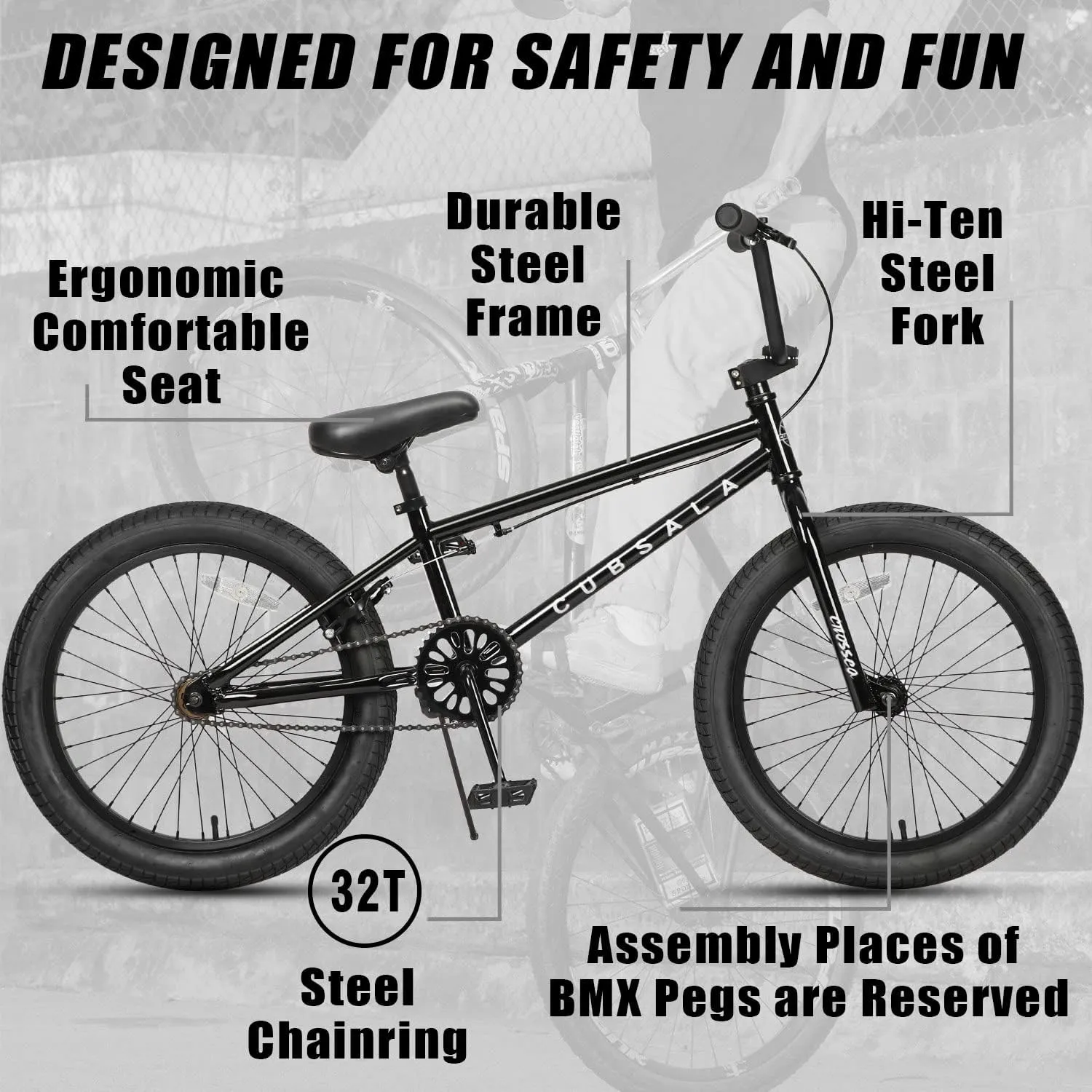 Freestyle BMX Bike, 18 20 Inch Kids Bicycle for 5-13 Years Old Kids and Beginner Level Rider, Multiple Colors