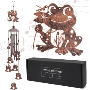 Frog Gifts Wind Chimes for Outside, Outdoors Metal Frogs Windchimes with S Hook for Women Men Mom Grandma, Sympathy Memorial Frog Gift for Birthday Home Patio Porch Backyard Yard Garden Decoration