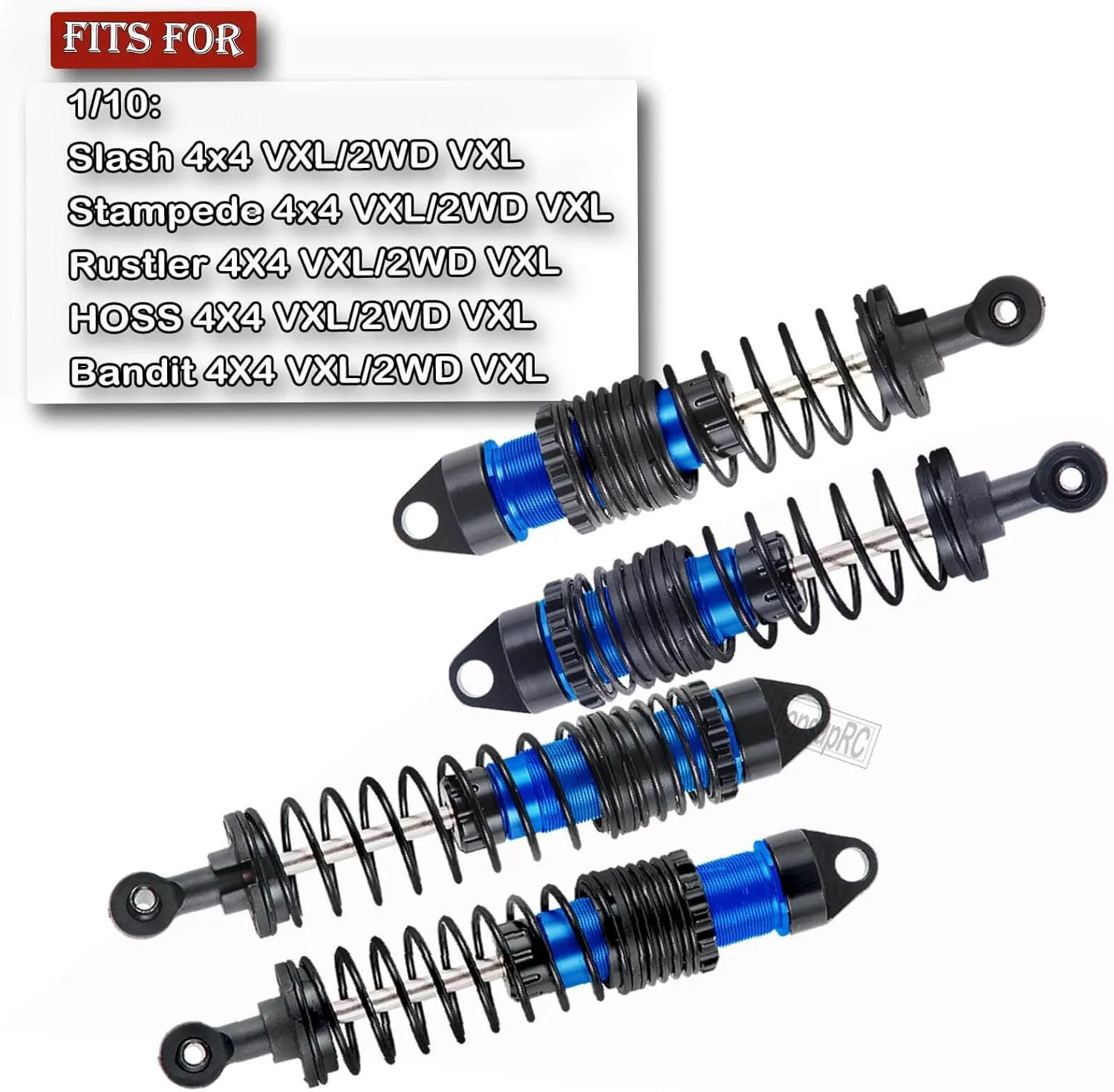 Full Aluminum Big Bore RC Shocks Absorber Damper Upgrades Part for 1/10 Slash/Stampede/Rustler/Bandit VXL 4X4 2WD,Front Rear Assembled Full Metal Shocks,4PCS Navy Blue