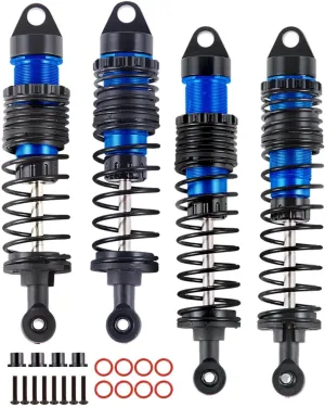 Full Aluminum Big Bore RC Shocks Absorber Damper Upgrades Part for 1/10 Slash/Stampede/Rustler/Bandit VXL 4X4 2WD,Front Rear Assembled Full Metal Shocks,4PCS Navy Blue