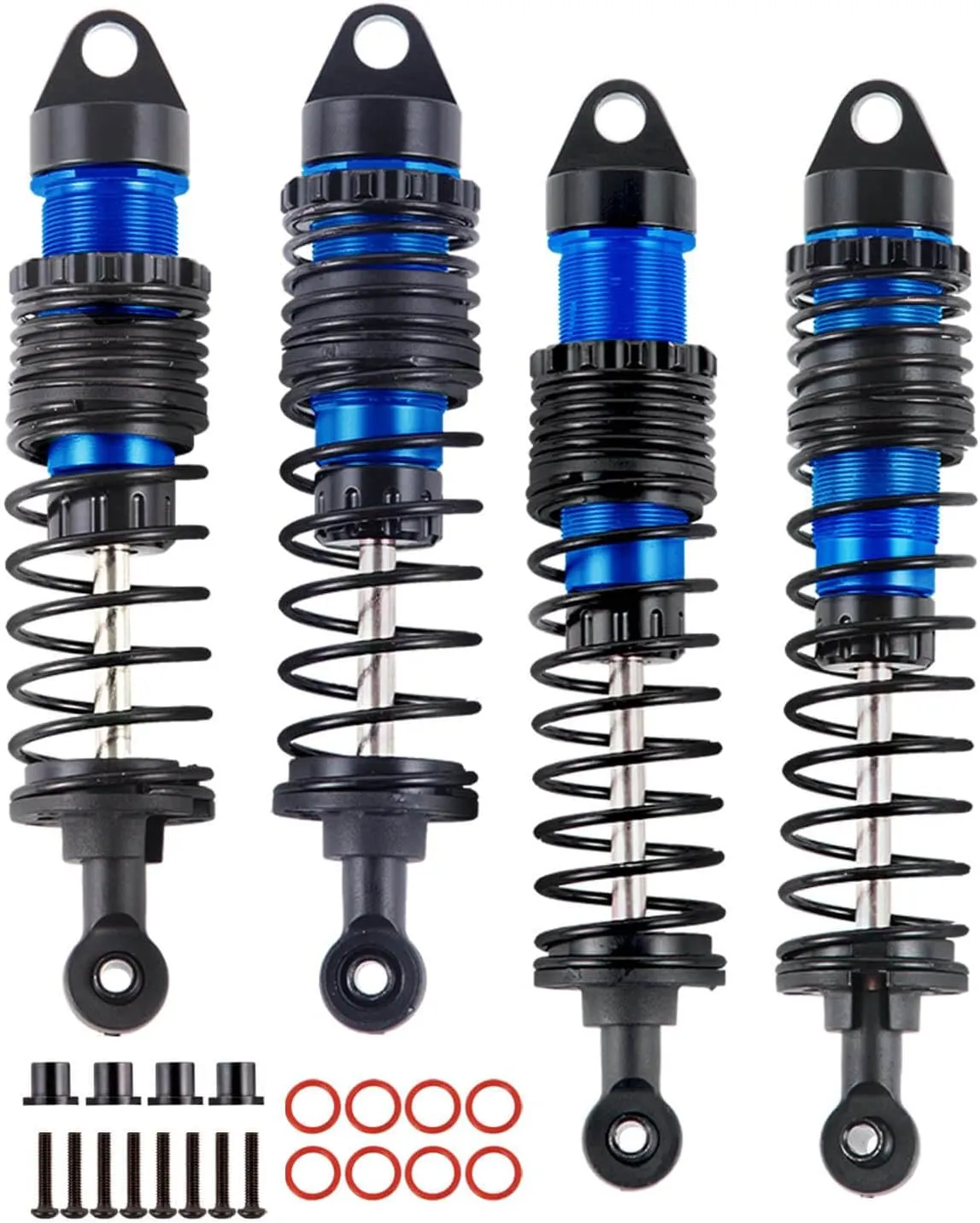 Full Aluminum Big Bore RC Shocks Absorber Damper Upgrades Part for 1/10 Slash/Stampede/Rustler/Bandit VXL 4X4 2WD,Front Rear Assembled Full Metal Shocks,4PCS Navy Blue
