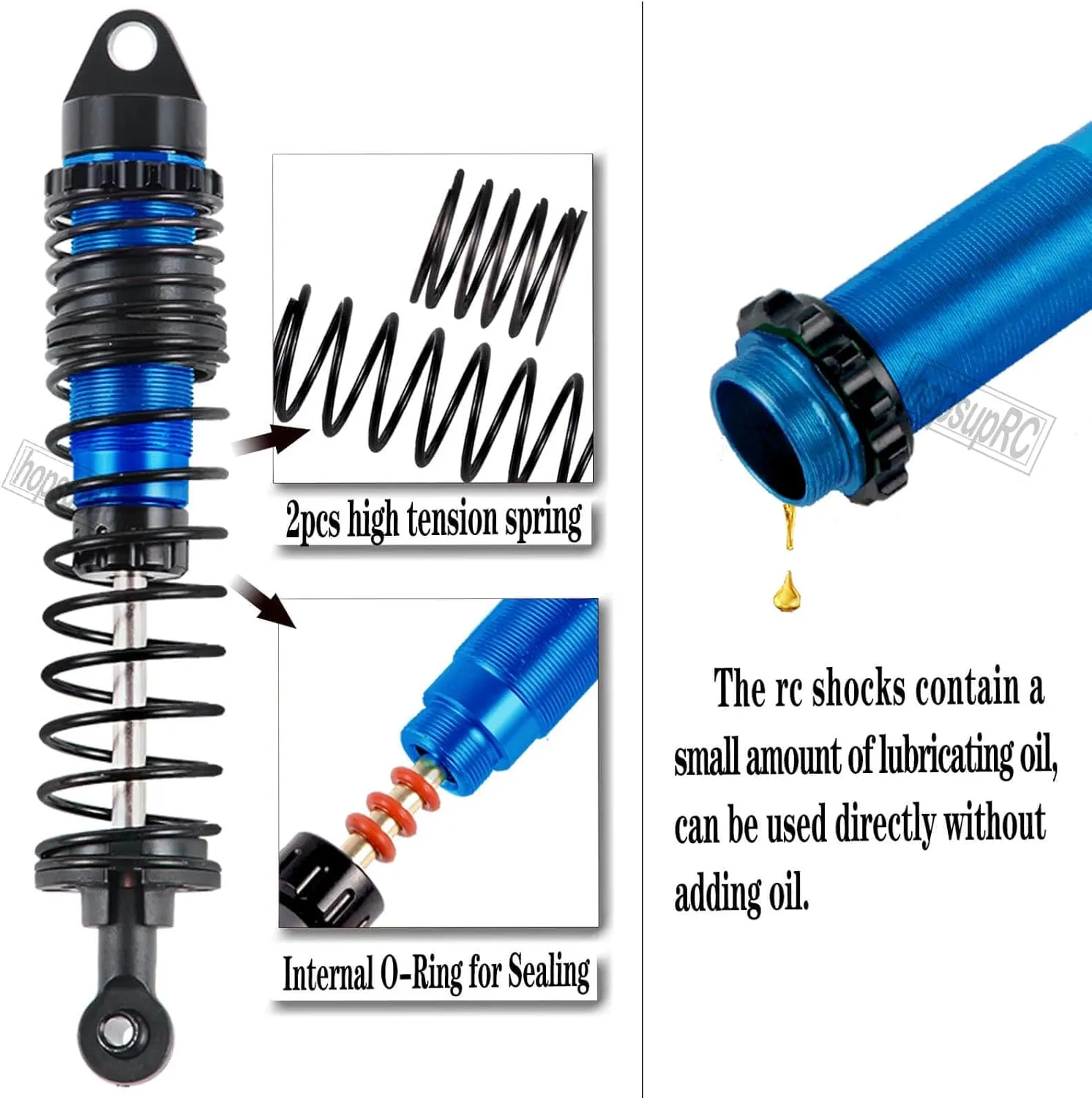Full Aluminum Big Bore RC Shocks Absorber Damper Upgrades Part for 1/10 Slash/Stampede/Rustler/Bandit VXL 4X4 2WD,Front Rear Assembled Full Metal Shocks,4PCS Navy Blue