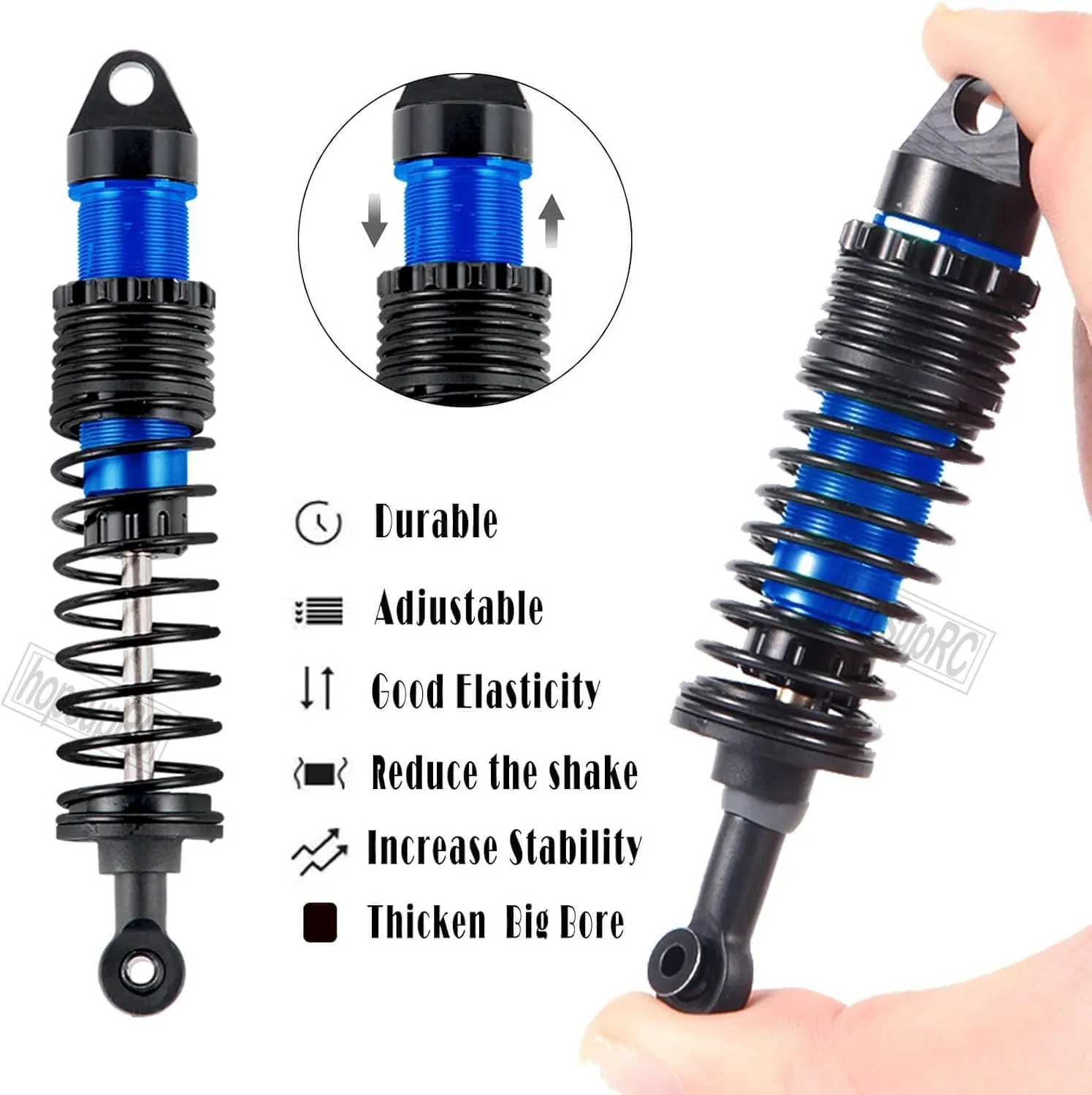 Full Aluminum Big Bore RC Shocks Absorber Damper Upgrades Part for 1/10 Slash/Stampede/Rustler/Bandit VXL 4X4 2WD,Front Rear Assembled Full Metal Shocks,4PCS Navy Blue
