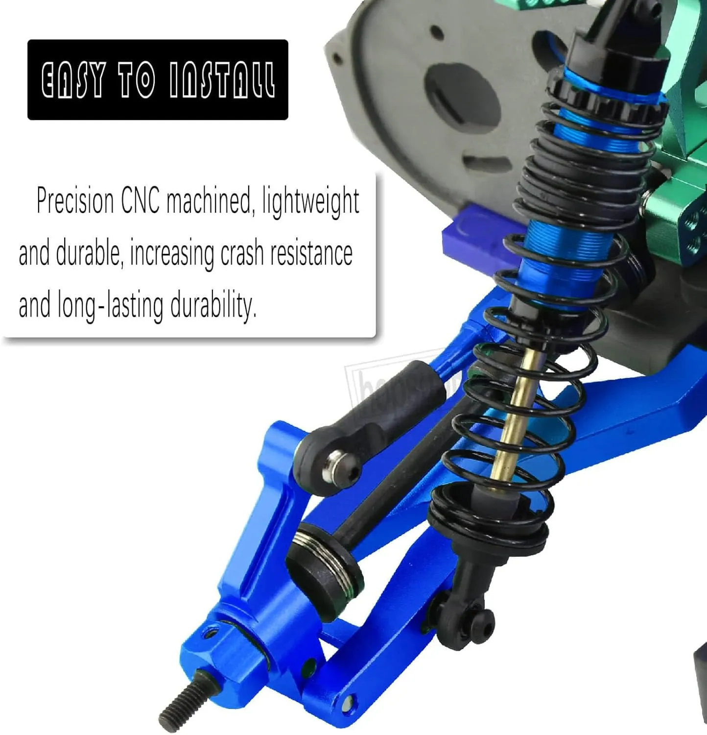 Full Aluminum Big Bore RC Shocks Absorber Damper Upgrades Part for 1/10 Slash/Stampede/Rustler/Bandit VXL 4X4 2WD,Front Rear Assembled Full Metal Shocks,4PCS Navy Blue