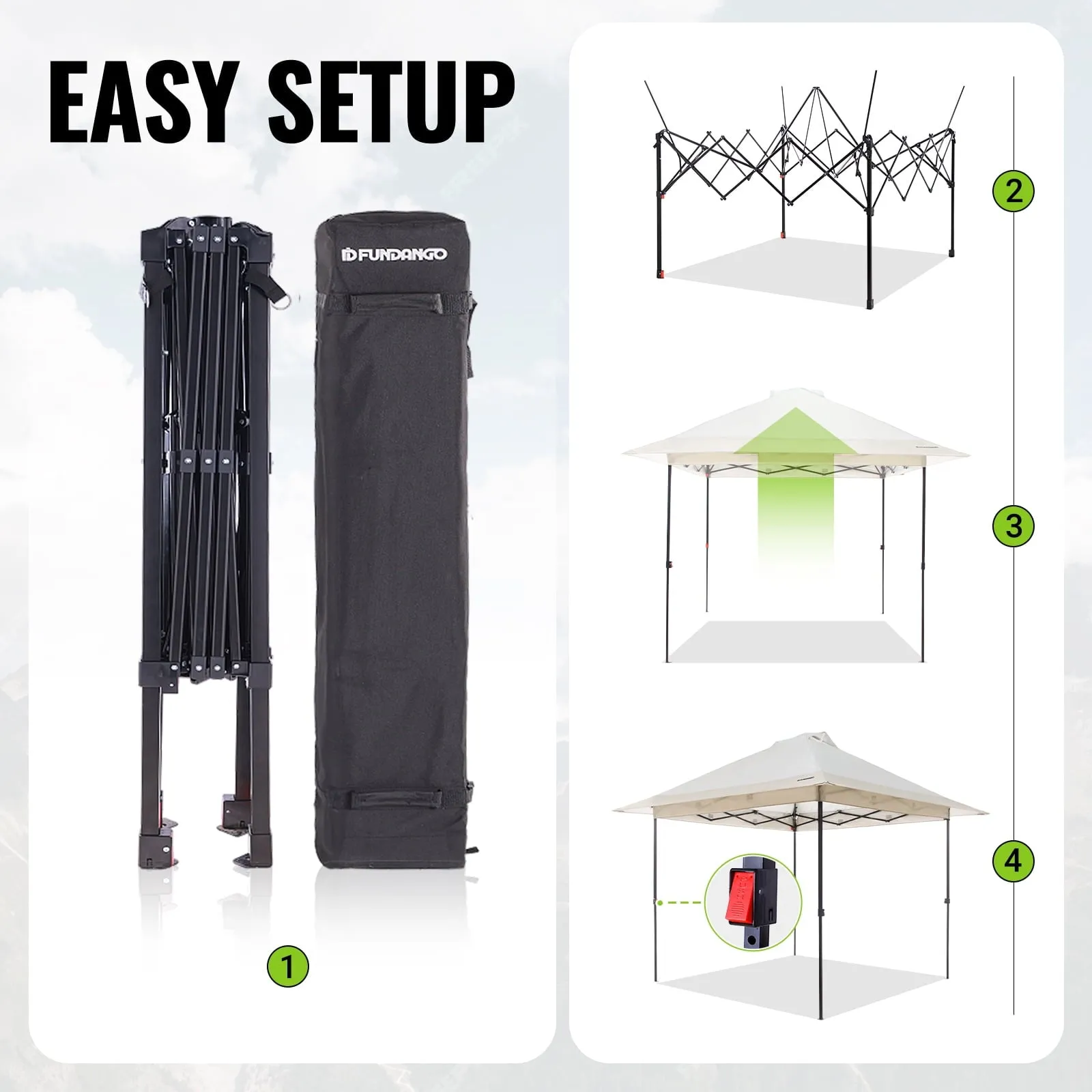 FUNDANGO 10x10ft Pop Up Outdoor Canopy Tent Sun Shelter Tent