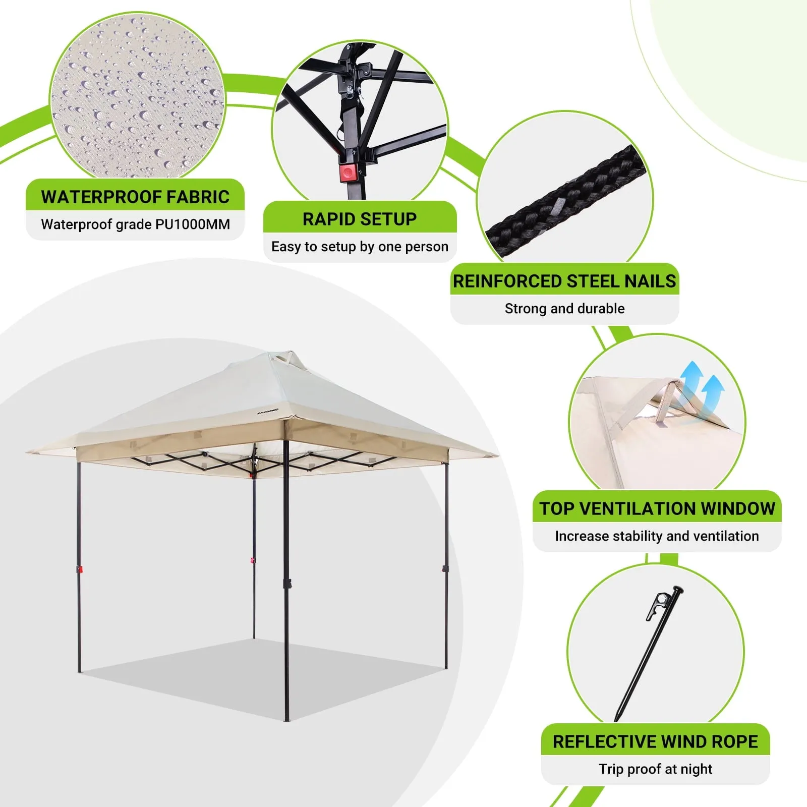 FUNDANGO 10x10ft Pop Up Outdoor Canopy Tent Sun Shelter Tent