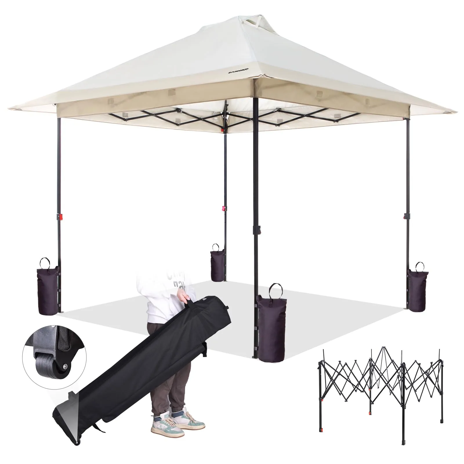 FUNDANGO 10x10ft Pop Up Outdoor Canopy Tent Sun Shelter Tent