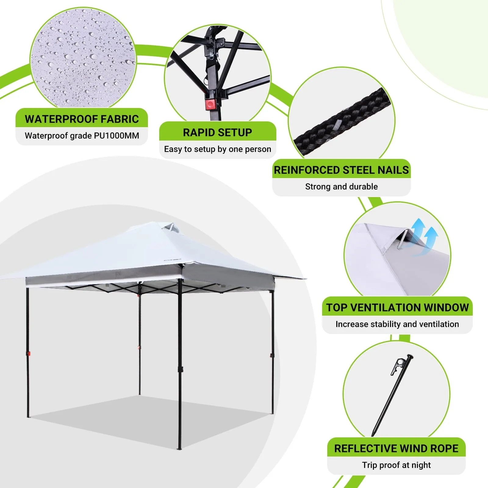 FUNDANGO 10x10ft Pop Up Outdoor Canopy Tent Sun Shelter Tent