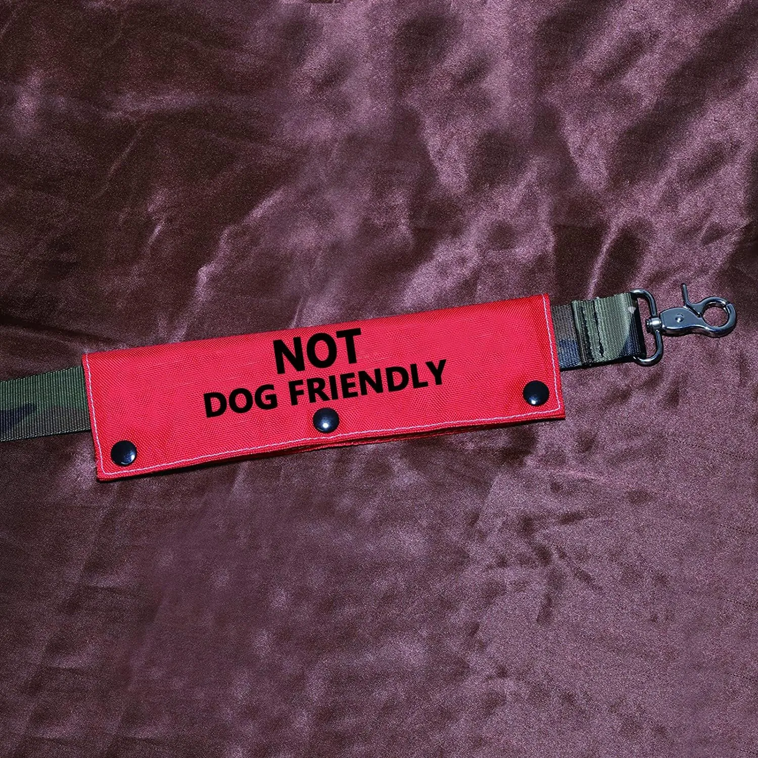 Funny Dog Leash Sleeve Not Dog Friendly Dog Leash Wrap Wrap Alert Hanging ID Patch Tag Pet Birthday Gift (Dog Friendly-BK Sleeve)