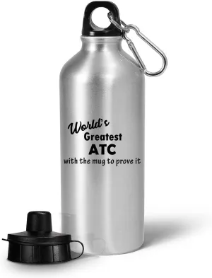 Funny Gifts for Worlds Greatest ATC Water Bottle Tumbler Reusable Portable Drinkware - Air Traffic Controller Aviation Control Tower Flight ATCO Appreciation Cute Gag Recognition Award - MugtoProve