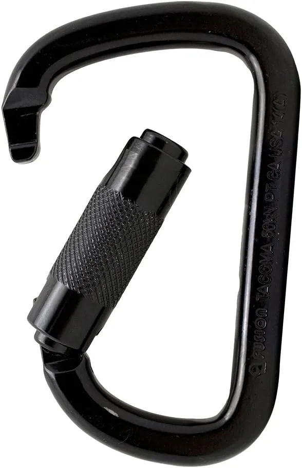 Fusion Climb Tacoma Steel Triple Lock with Key Nose Modified D-Shaped Carabiner (FP-9005-TPKHS-BLK)