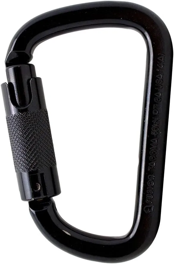 Fusion Climb Tacoma Steel Triple Lock with Key Nose Modified D-Shaped Carabiner (FP-9005-TPKHS-BLK)