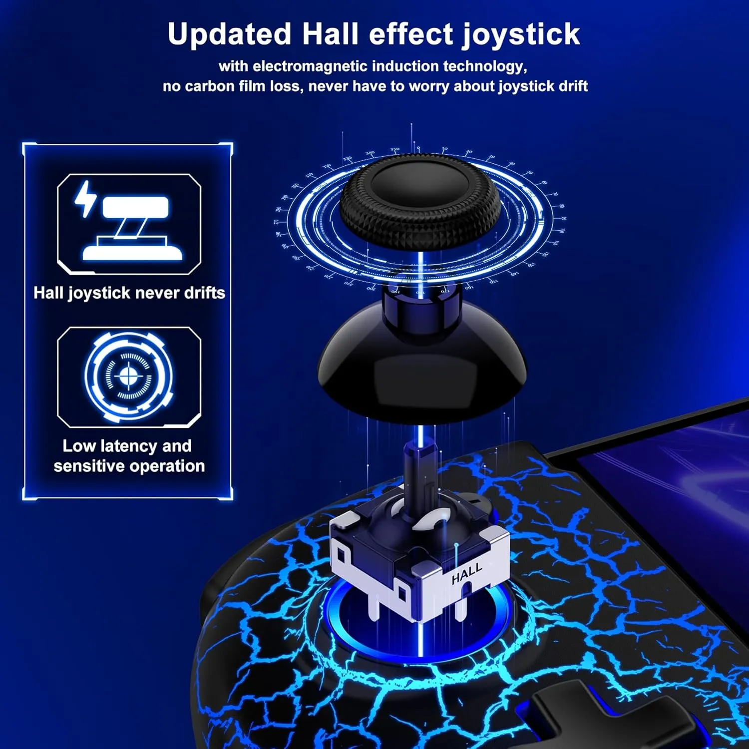 Gammeefy Switch Controller for Nintendo Switch/OLED, (No Drift, No Deadzone) Hall Effect Joystick Wireless Switch Controller With 9 Lights Color, One-Piece Switch Joypad for Those Who Prefer Handheld Mode