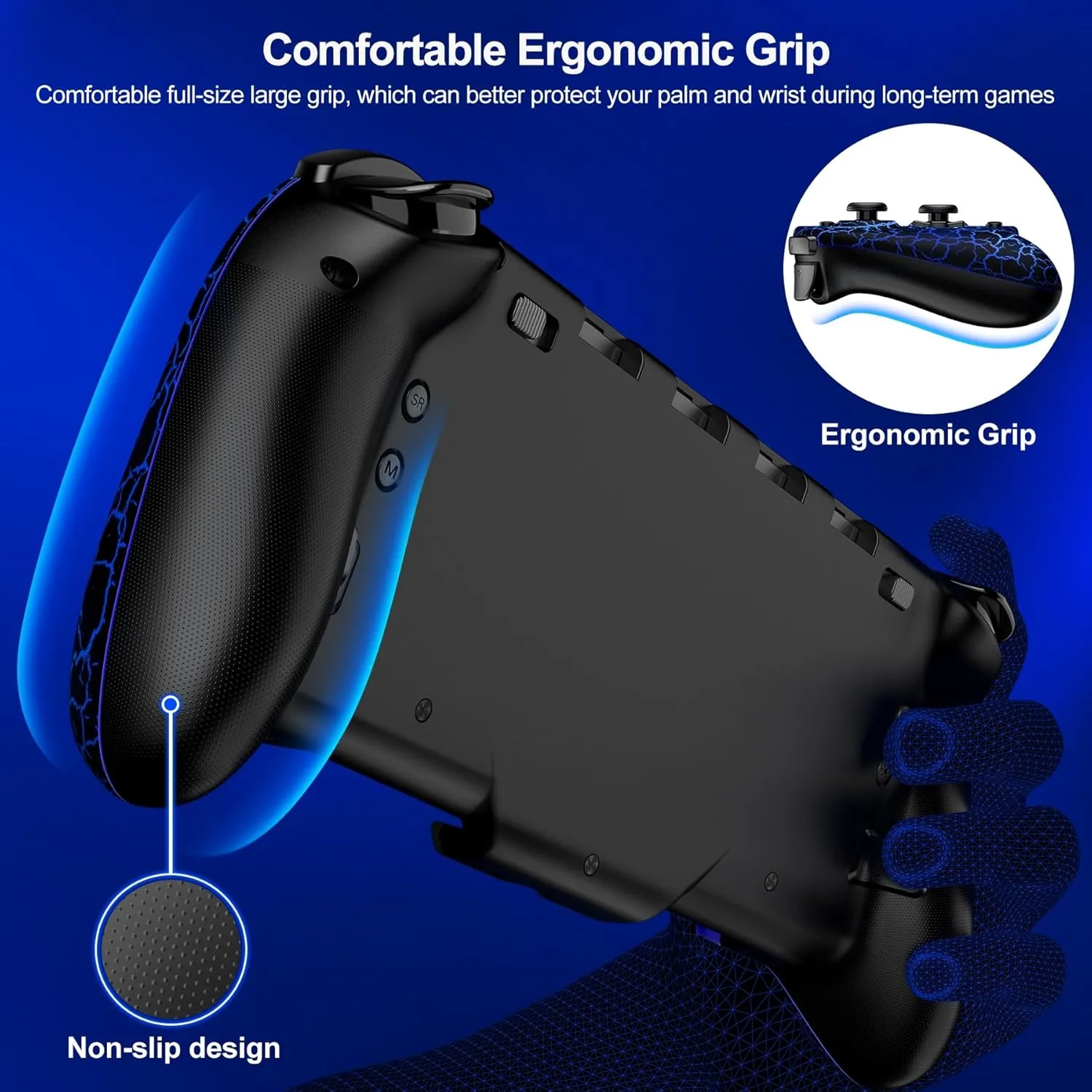Gammeefy Switch Controller for Nintendo Switch/OLED, (No Drift, No Deadzone) Hall Effect Joystick Wireless Switch Controller With 9 Lights Color, One-Piece Switch Joypad for Those Who Prefer Handheld Mode