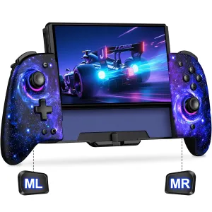 Gammeefy Switch Controllers, Hall Effect Joystick Switch Joypad forSwitch/OLED, Full-Size Grip Wireless Switch Pro Controller with 9 Color Lights. Ideal for Those Who Prefer Handheld Mode Wii Skins