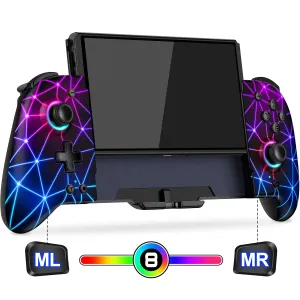 Gammeefy Switch Hall Effect - JC200 Switch Pro Controller for Nintendo Switch - One Piece Joypad with 9 Color Lights - Handheld Mode
