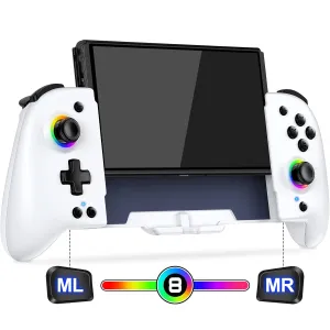 Gammeefy Switch Joypad Controller for Nintendo Switch/OLED, One-Piece Ergonomic Switch Controller With 9 Lights Color, Wireless Switch Remote for Those Who Prefer Handheld Mode