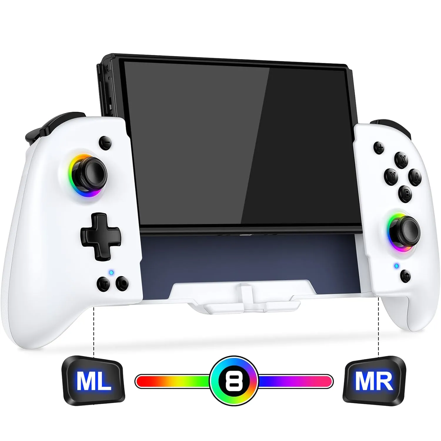 Gammeefy Switch Joypad Controller for Nintendo Switch/OLED, One-Piece Ergonomic Switch Controller With 9 Lights Color, Wireless Switch Remote for Those Who Prefer Handheld Mode