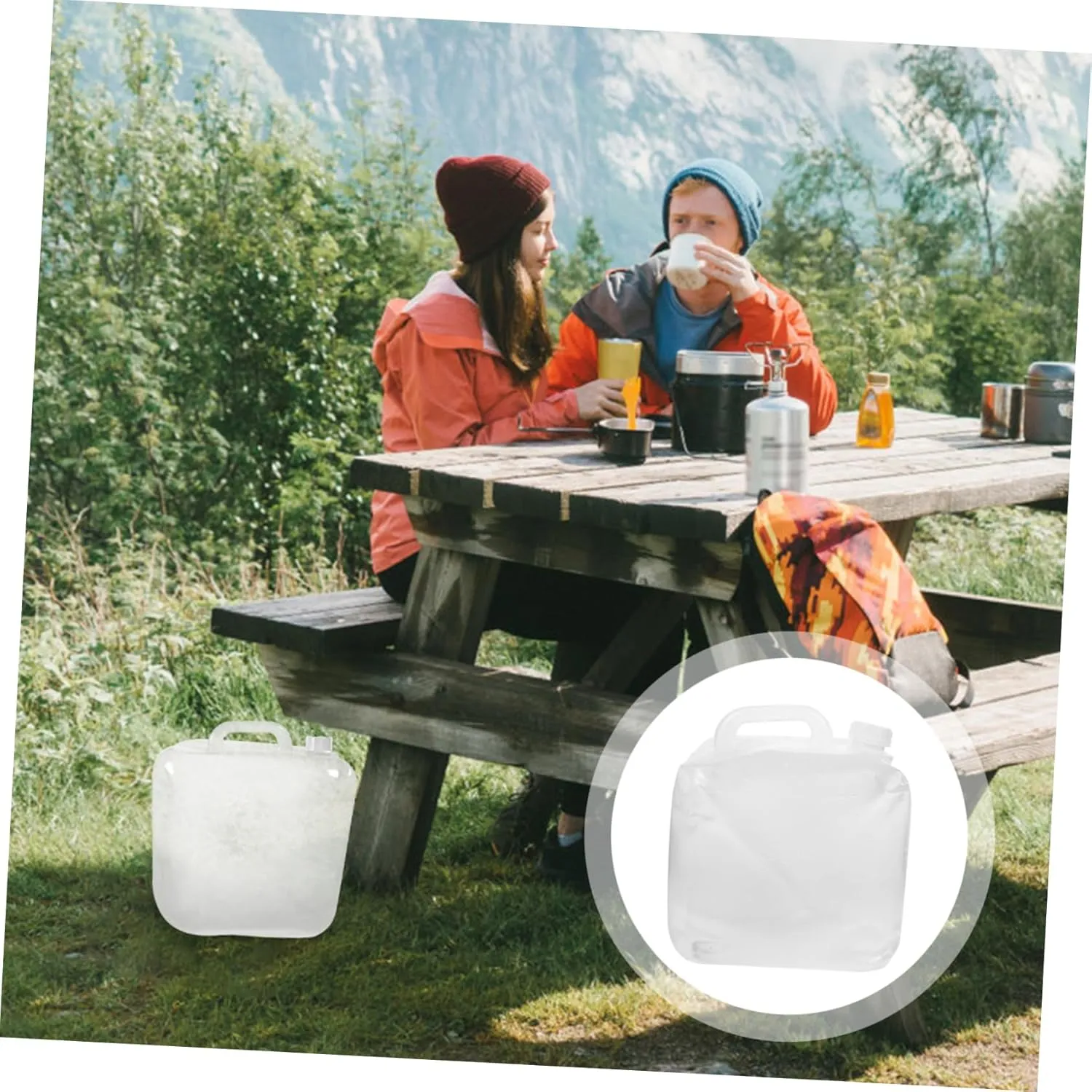 GANAZONO 2pcs Folding Water Bag Kettle Tap Water Machine Bottle Portable Air Hiking Water Bag Collapsible Water Bag Bowl Carrier Dispenser Travel Kettle Lightweight Water Canteen Pe Plastic