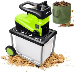 Garden Branch Chipper, 2800w Electric Leaf Chipper with Transport Wheels/Leaf Bag, Suitable for Garden, Backyard