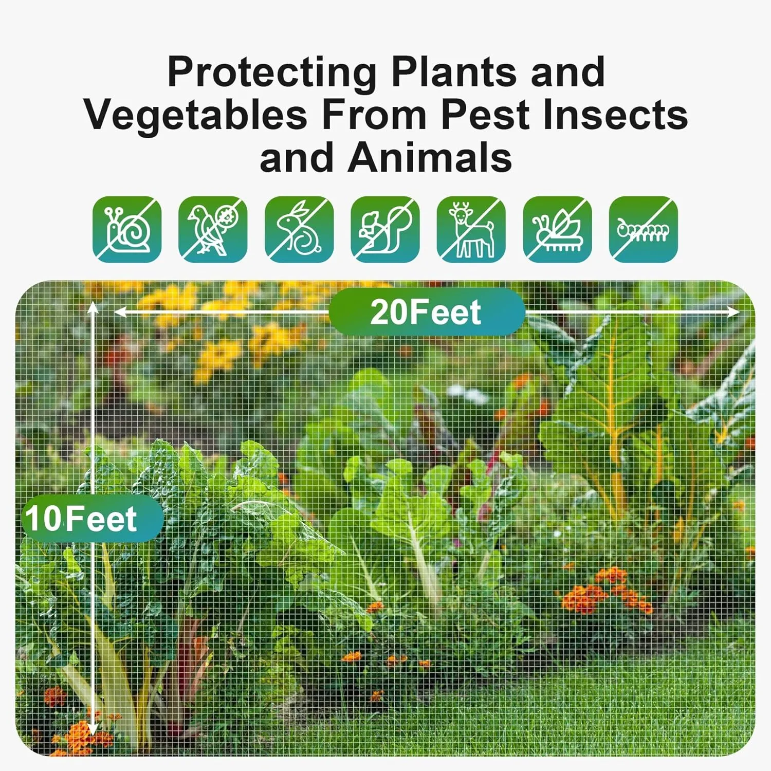 Garden Netting Pest Barrier: 10'x20' Fine Bug Netting for Garden Protection Row Cover Raised Bed Screen Mesh Greenhouse Mosquito Net, Protecting Tree Plants Vegetable Flowers Fruits