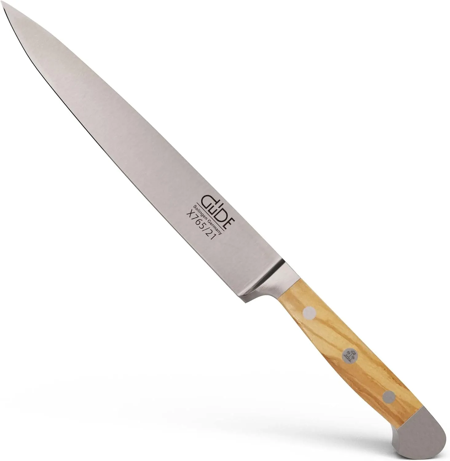 Güde Alpha Olive Series Hand Forged Hand Sharpened Stainless Steel Olive-Wood Handle Slicing Knife, 8-Inch