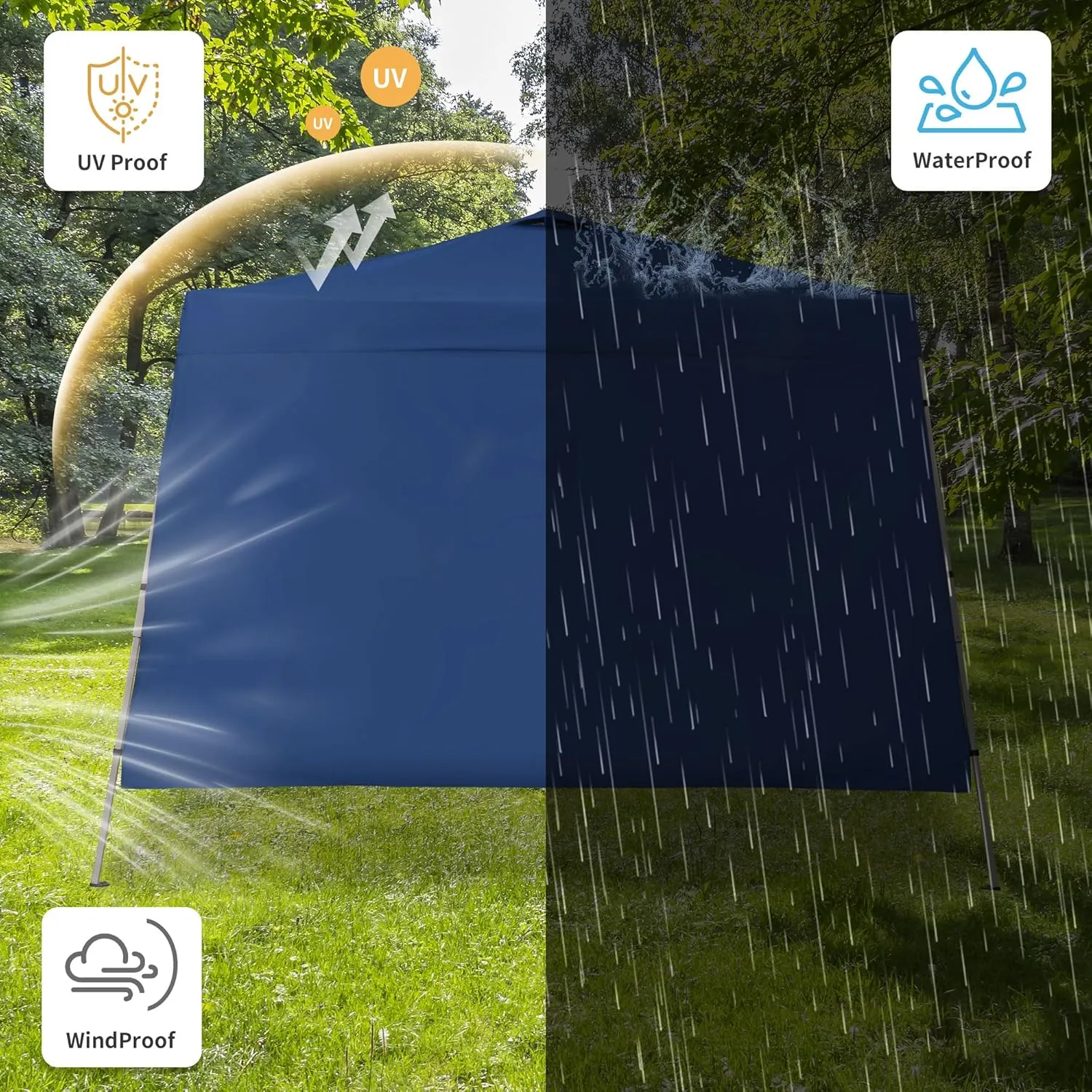 GDY 8X10 FT Pop Up Canopy Outdoor Instant Tent Slant Legs with a Sidewall,Equipment Vents, Portable Gazebo Shelter for Patio, Deck, Beach and Garden,Navy Blue.