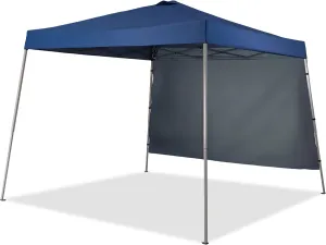 GDY 8X10 FT Pop Up Canopy Outdoor Instant Tent Slant Legs with a Sidewall,Equipment Vents, Portable Gazebo Shelter for Patio, Deck, Beach and Garden,Navy Blue.