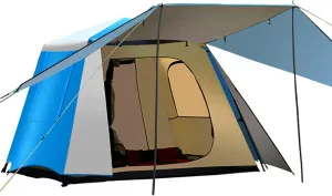 GeRRiT Automatic Camping Camping Tent, with Porch, Waterproof Tent, 2-Door and 2-Pane Double Layer Tent for Garden Fishing Beach