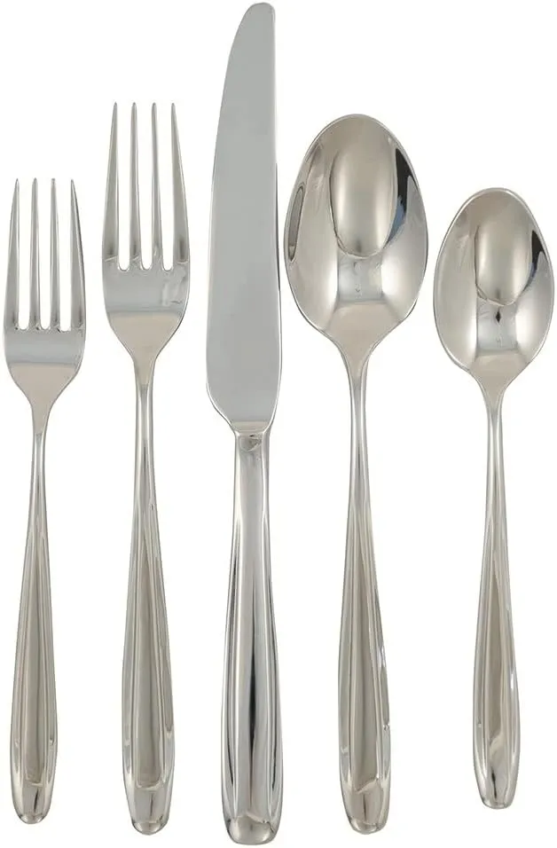 Ginkgo International Madison, Silverware Service for 6 Stainless Steel Flatware, 30-piece set, Silver