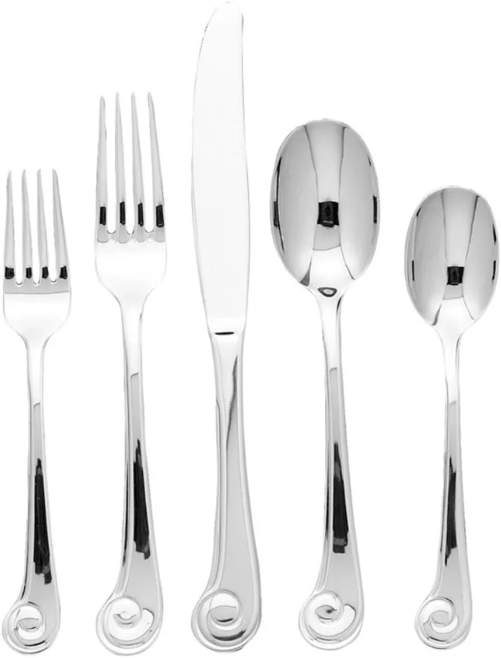 Ginkgo International Sanibel Surf 20-Piece Stainless Steel Flatware Place Setting, Service for 4