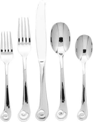 Ginkgo International Sanibel Surf 20-Piece Stainless Steel Flatware Place Setting, Service for 4