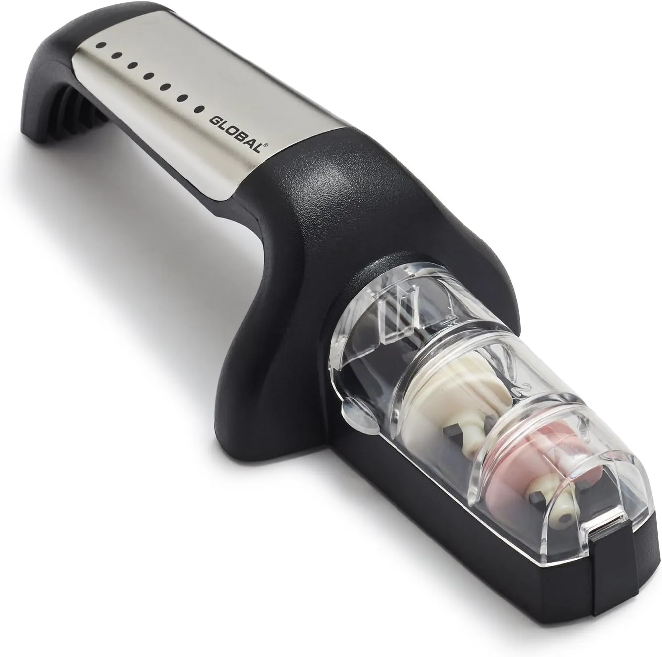 Global 2-Stage Handheld Knife Sharpener G-91/BW, Stainless Steel