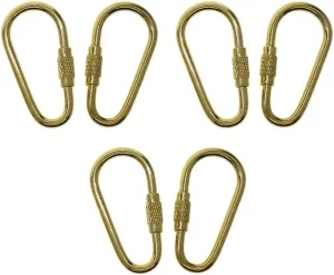 Gold Plated Small Brass Steel Pearl Screw Lock Carabiner Connector Keychains Clasp Hook Keyring Lanyard Gear DIY