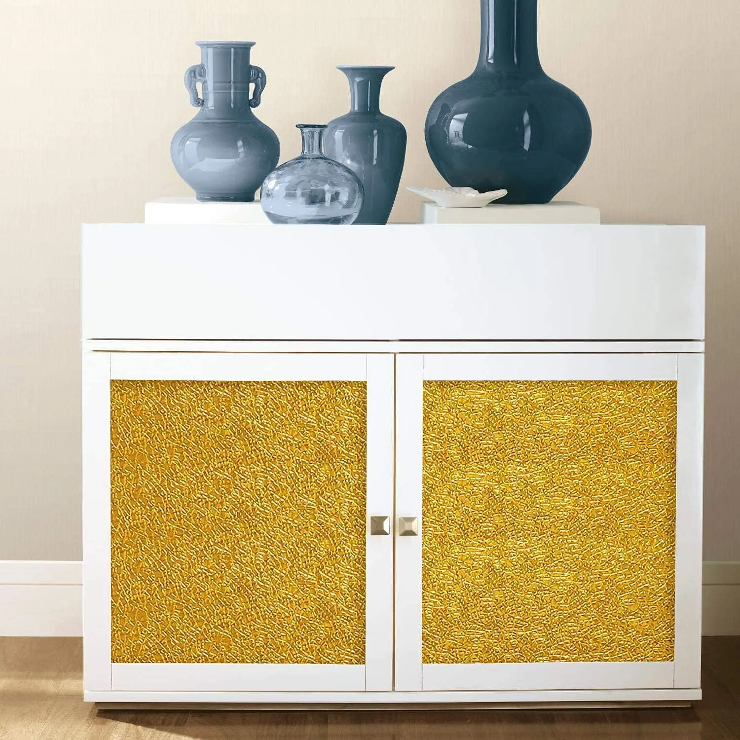 Gold Texture Contact Paper Peel and Stick Wallpaper Kitchen Self Adhesive Wallpaper Aluminum Foil Oil Proof Waterproof Removable Wall Paper for Countertop Cabinet Drawer 16"x197"