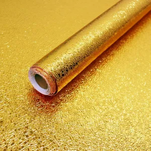 Gold Texture Contact Paper Peel and Stick Wallpaper Kitchen Self Adhesive Wallpaper Aluminum Foil Oil Proof Waterproof Removable Wall Paper for Countertop Cabinet Drawer 16"x197"