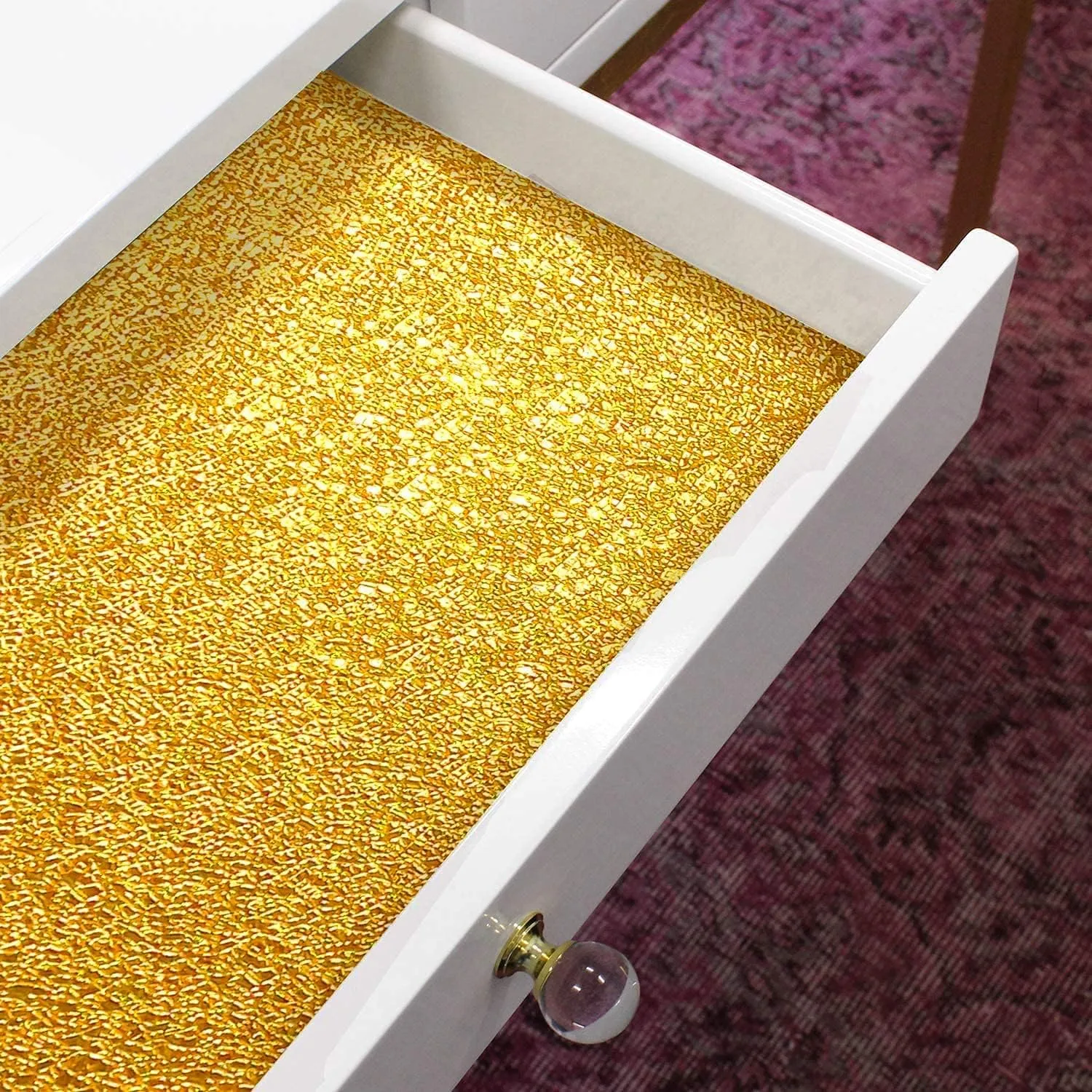 Gold Texture Contact Paper Peel and Stick Wallpaper Kitchen Self Adhesive Wallpaper Aluminum Foil Oil Proof Waterproof Removable Wall Paper for Countertop Cabinet Drawer 16"x197"