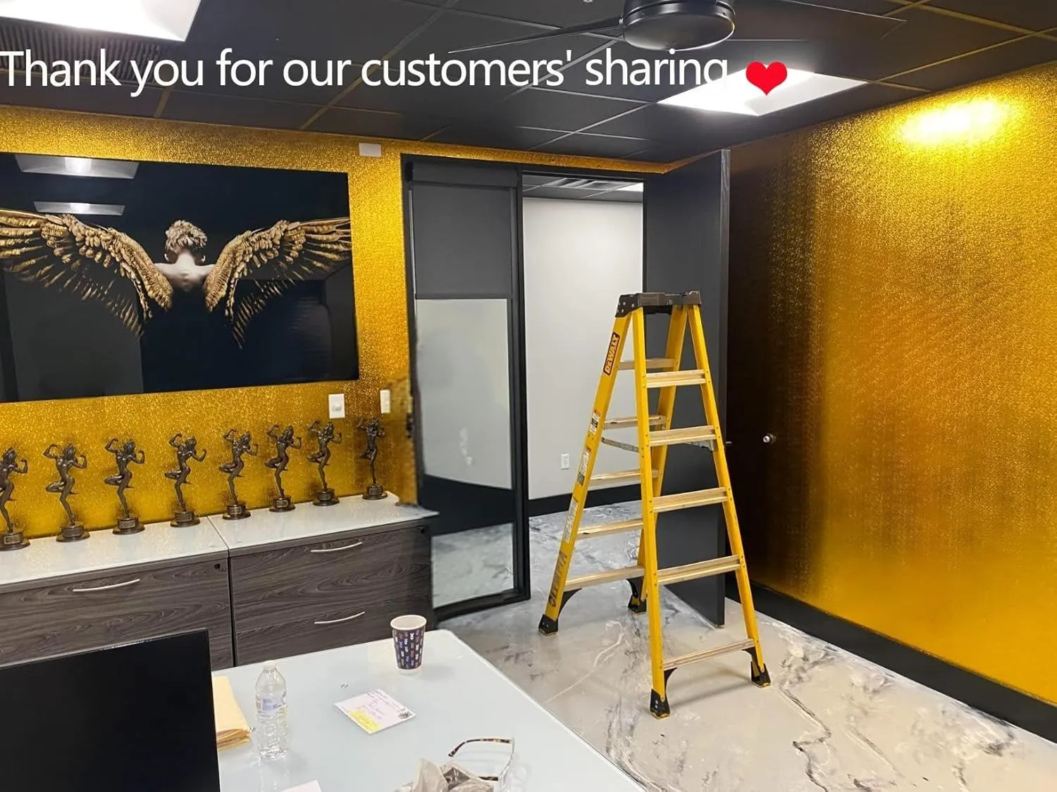 Gold Texture Contact Paper Peel and Stick Wallpaper Kitchen Self Adhesive Wallpaper Aluminum Foil Oil Proof Waterproof Removable Wall Paper for Countertop Cabinet Drawer 16"x197"