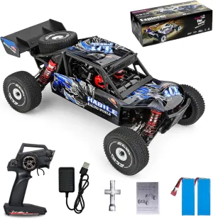 GoolRC WLtoys 124018 RC Car, 1/12 Scale 2.4GHz Remote Control Car, 4WD 60km/h High Speed Racing Car, Off-Road Buggy Drift Car RTR with Aluminum Alloy Chassis, Zinc Alloy Gear and 2 Batteries