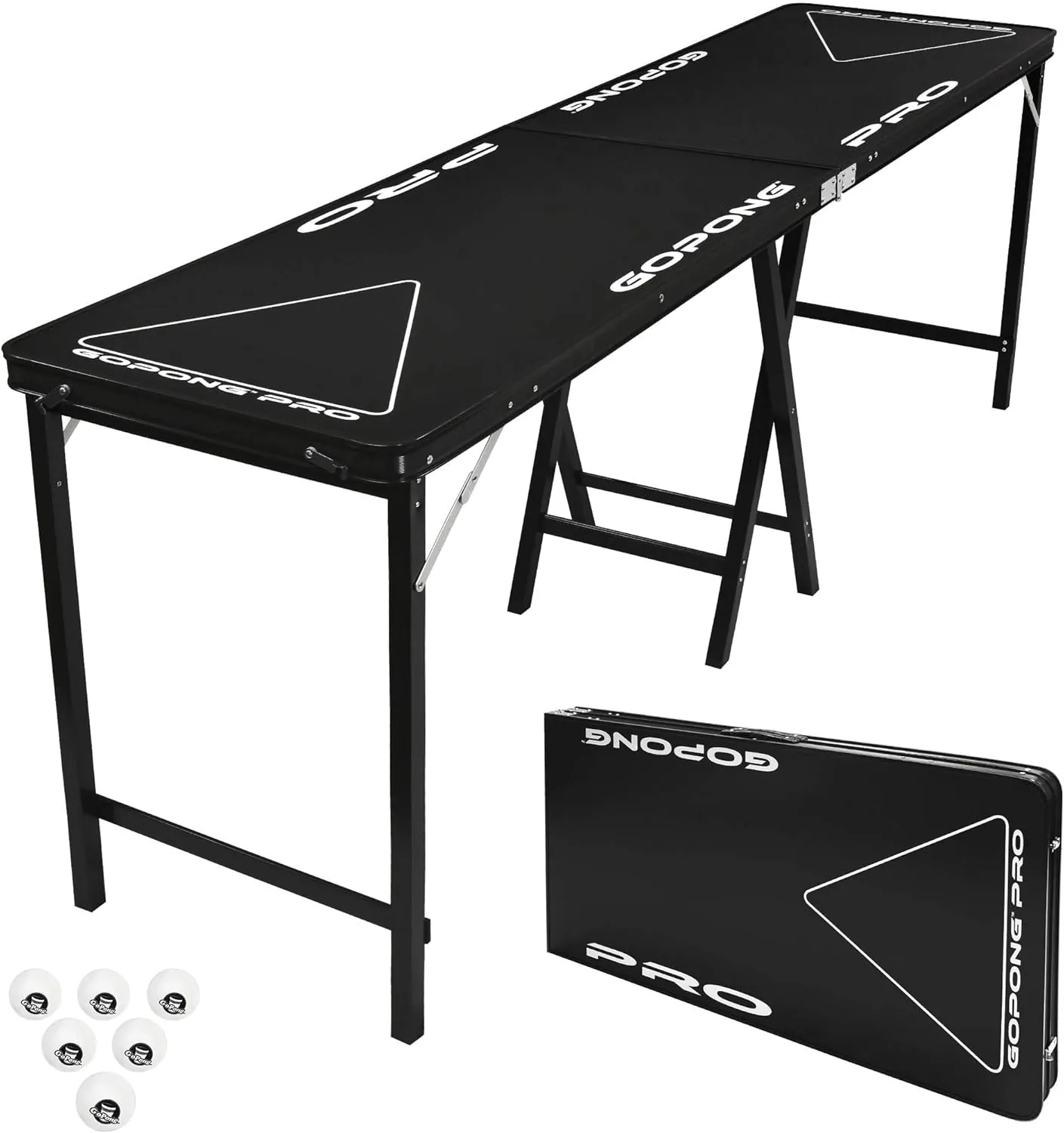 GoPong PRO 8 Foot Premium Beer Pong Table - heavy-duty (Black, 36-Inch Tall)
