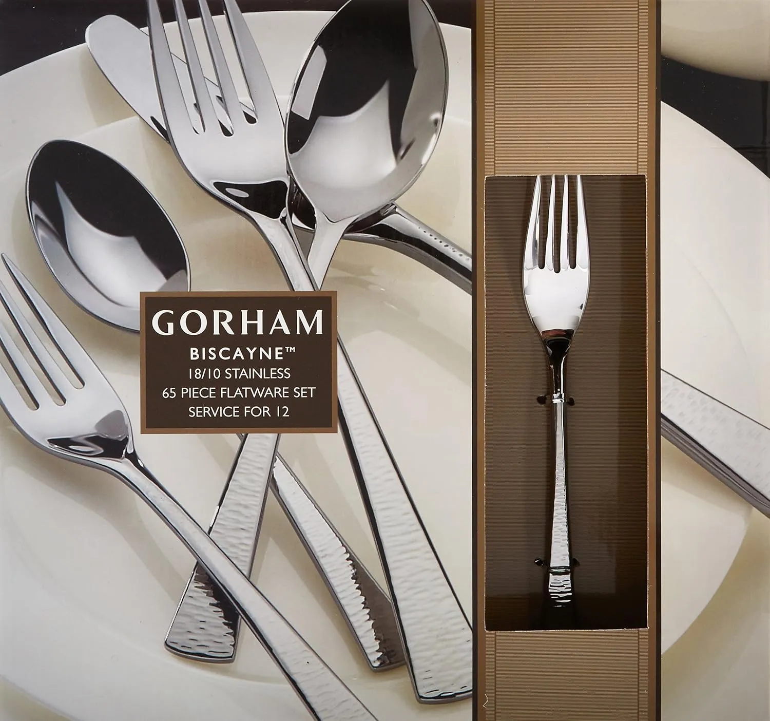 Gorham 871430 Biscayne 65-Piece Stainless Flatware Set, Silver