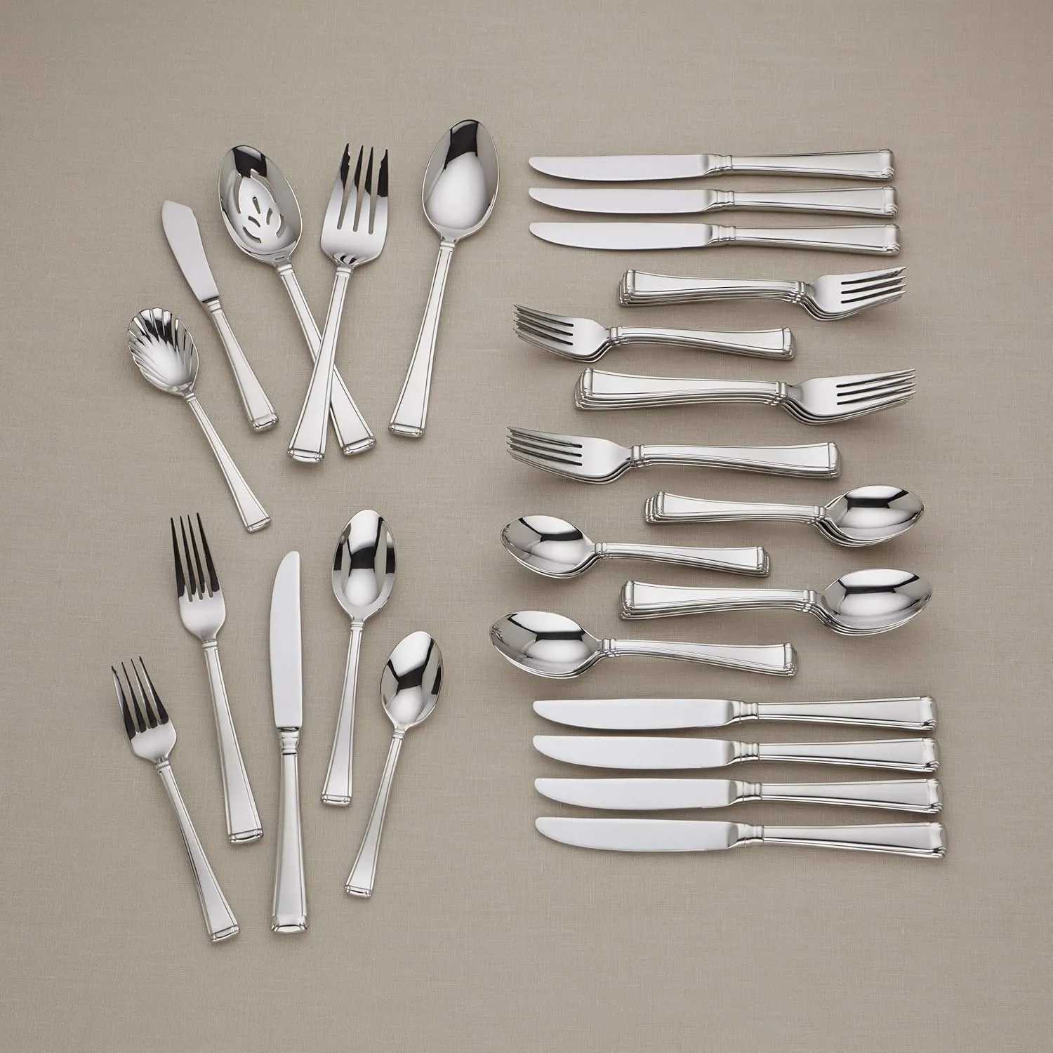 Gorham Column 45-Piece Flatware Set, 6.70 LB, Stainless