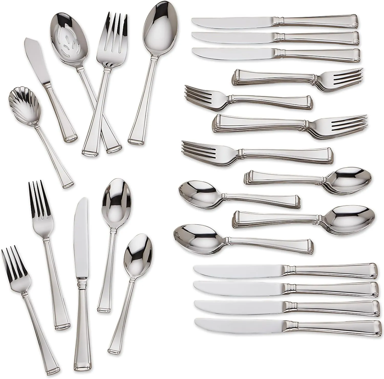 Gorham Column 45-Piece Flatware Set, 6.70 LB, Stainless