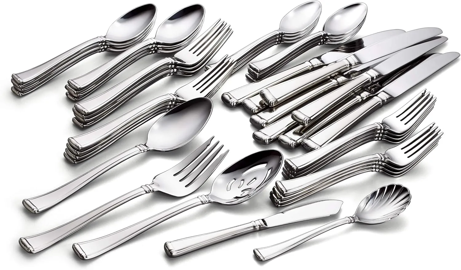 Gorham Column 45-Piece Flatware Set, 6.70 LB, Stainless