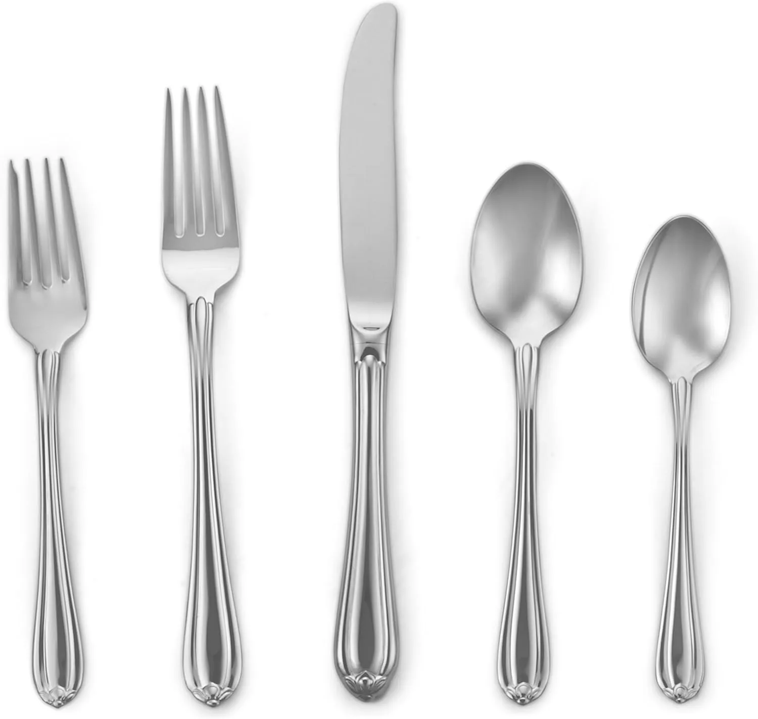 Gorham Melon Bud 5-Piece Stainless Steel Flatware Place Setting, Service for 1, Silver -
