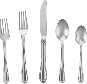 Gorham Melon Bud 5-Piece Stainless Steel Flatware Place Setting, Service for 1, Silver -