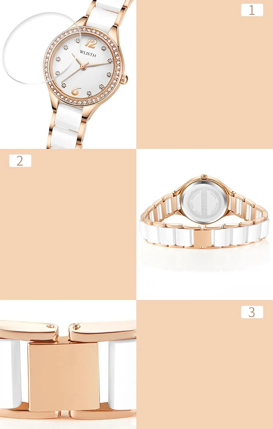 Gosasa Luxury Women's Watches Diamond Watches Stainless Steel Elegant Watch for Women Fashion Quartz Ladies Watch Analog Display Waterproof Female Wristwatch